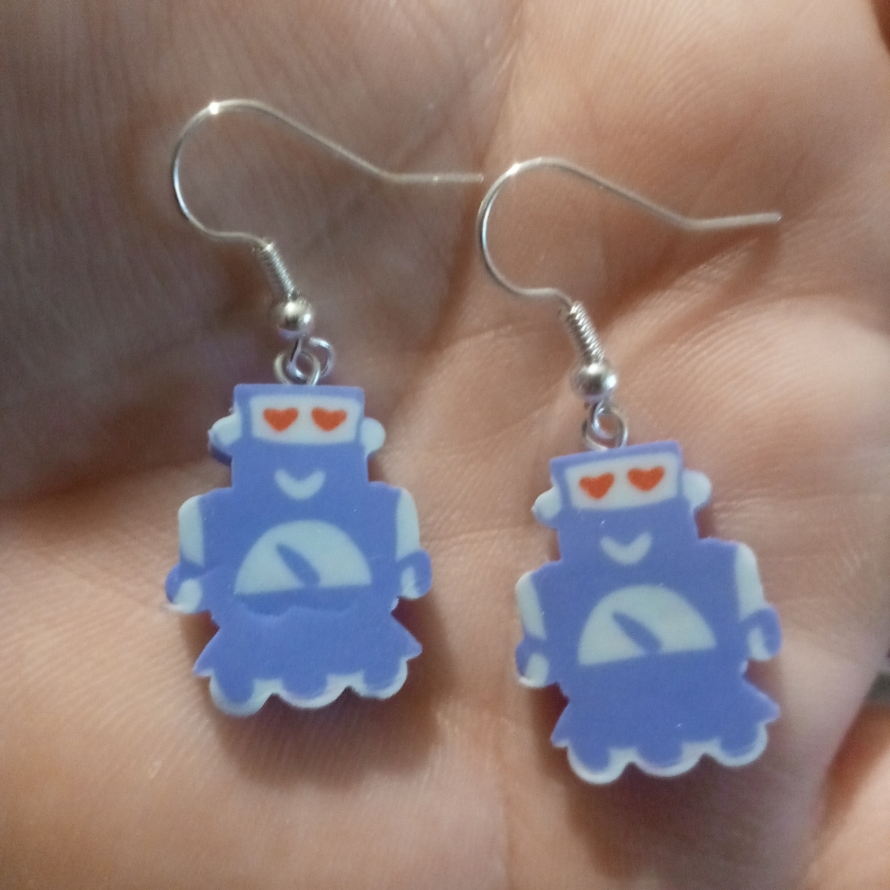 Robot eraser earrings